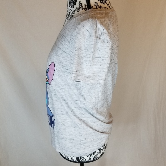 Disney Stitch Grey Cute Graphic Tee Shirt Large - Picture 2 of 7